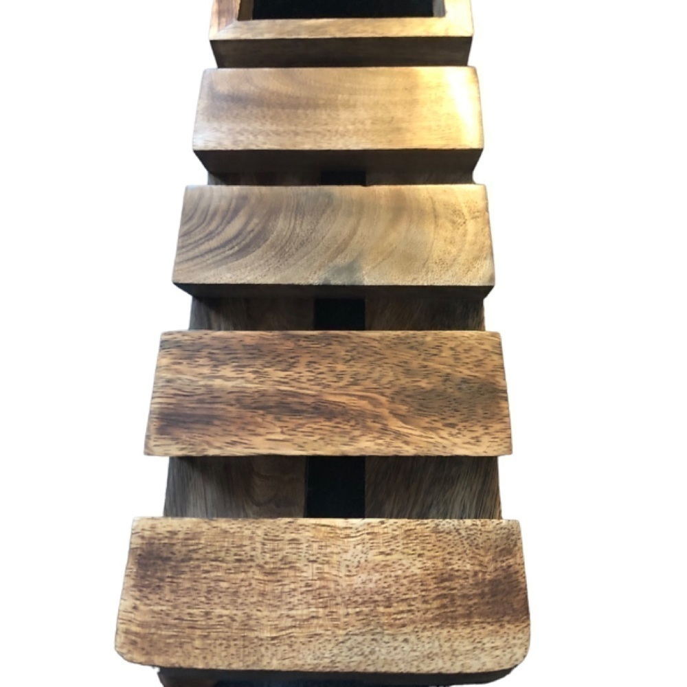 Wood Cell Phone Mobile Stand Holder Multiple (4) Cellphones Tablets  12.5X4” - Picture 2 of 5